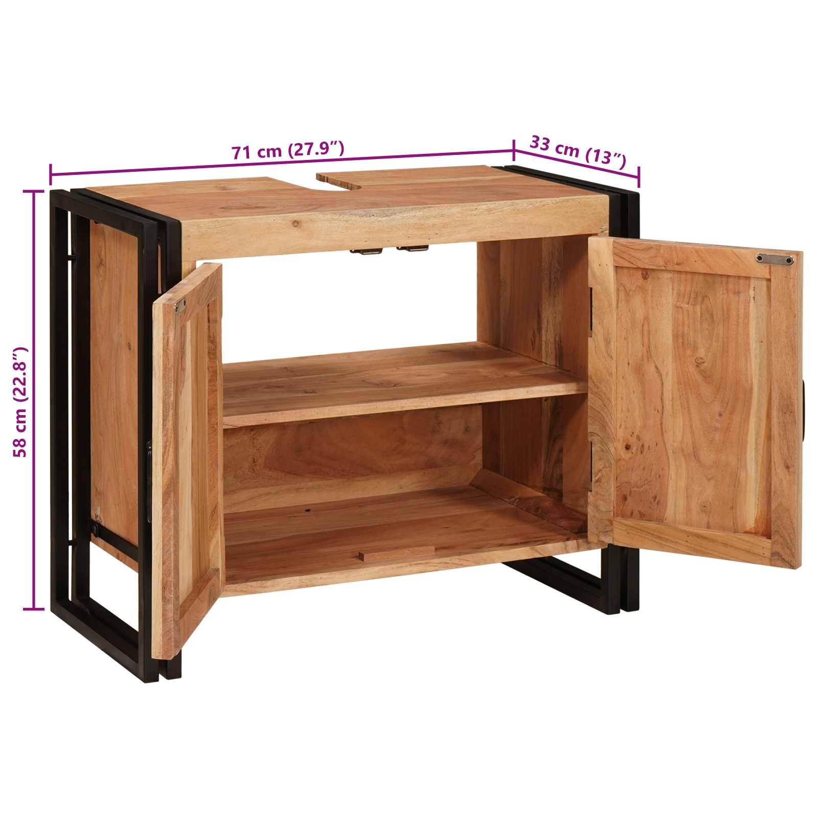 vidaXL Waschbeckenunterschrank Braun 71 x 33 x 58 cm Massivholz Akazie