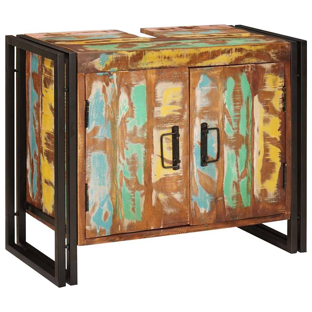 vidaXL Waschbeckenunterschrank Mehrfarbig Massives upgecyceltes Holz