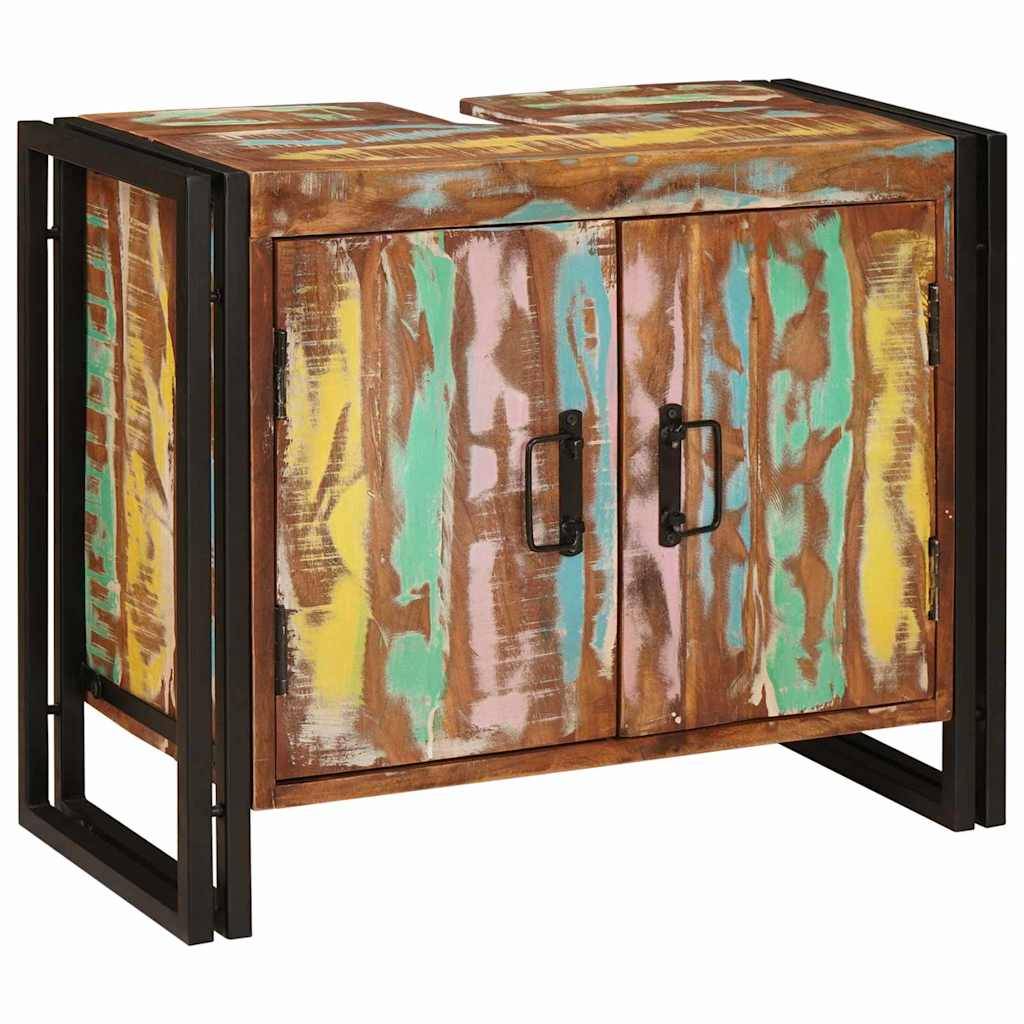 vidaXL Waschbeckenunterschrank Mehrfarbig Massives upgecyceltes Holz