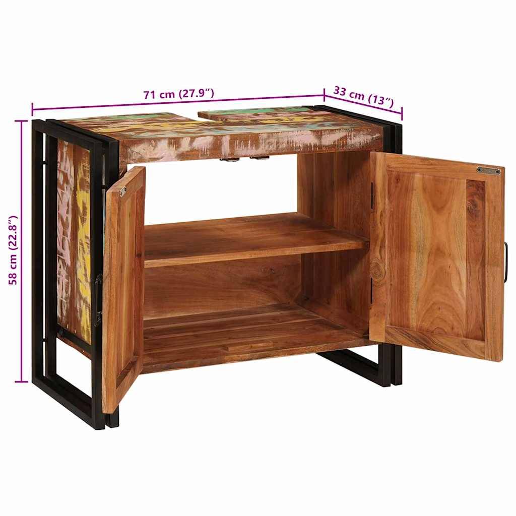 vidaXL Waschbeckenunterschrank Mehrfarbig Massives upgecyceltes Holz