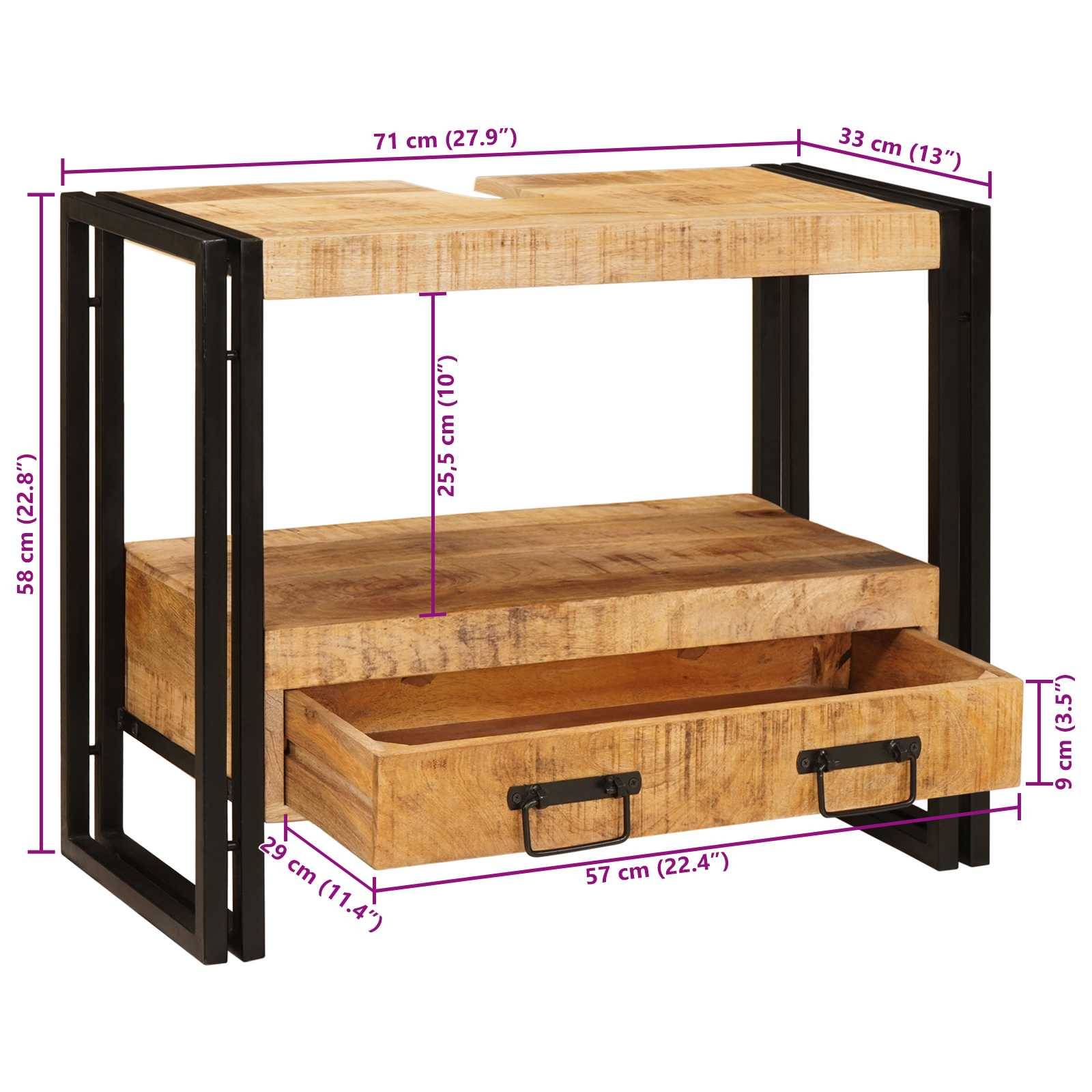 vidaXL Waschtischunterschrank Braun 71 x 33 x 58 cm Massivholz Mango