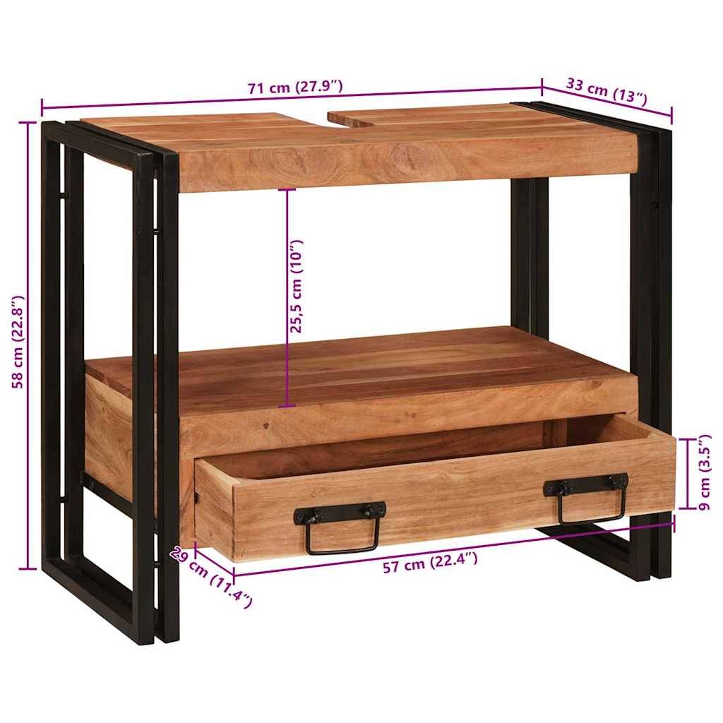 vidaXL Waschtischunterschrank Braun 71 x 33 x 58 cm Massivholz Akazie