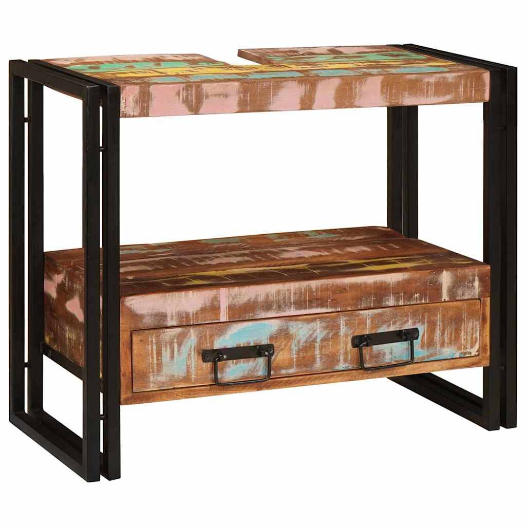 vidaXL Waschtischunterschrank Mehrfarbig Massives upgecyceltes Holz