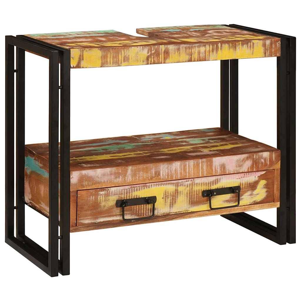 vidaXL Waschtischunterschrank Mehrfarbig Massives upgecyceltes Holz