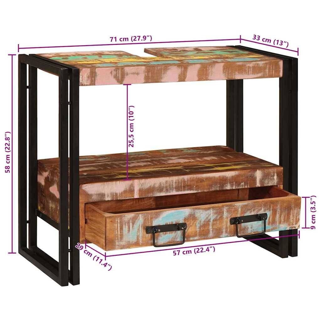 vidaXL Waschtischunterschrank Mehrfarbig Massives upgecyceltes Holz
