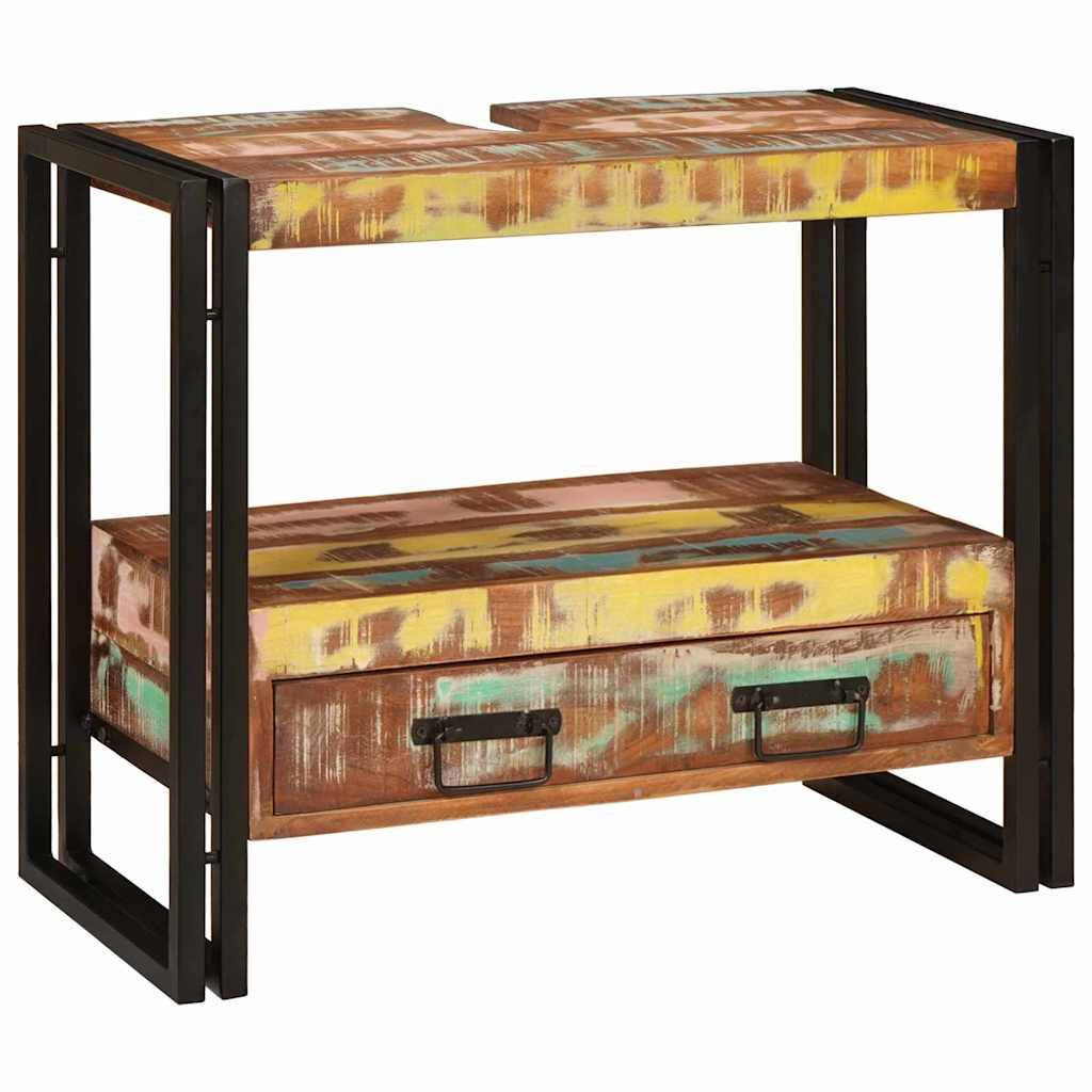 vidaXL Waschtischunterschrank Mehrfarbig Massives upgecyceltes Holz