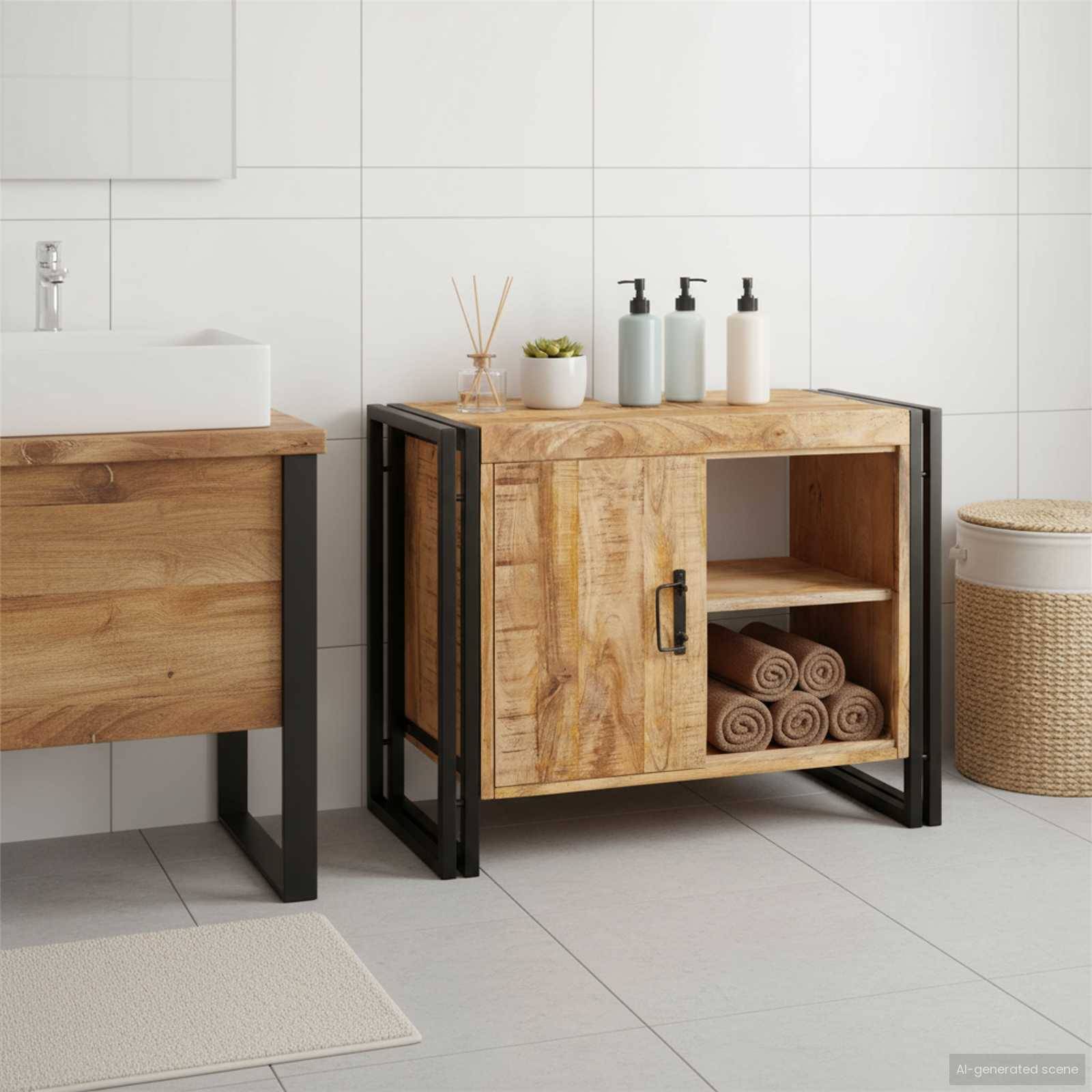 vidaXL Waschbeckenunterschrank Braun 71 x 33 x 58 cm Massivholz Mango