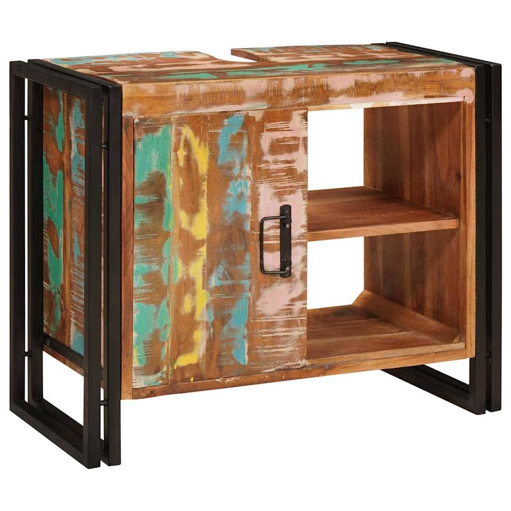 vidaXL Waschbeckenunterschrank Mehrfarbig Massives upgecyceltes Holz