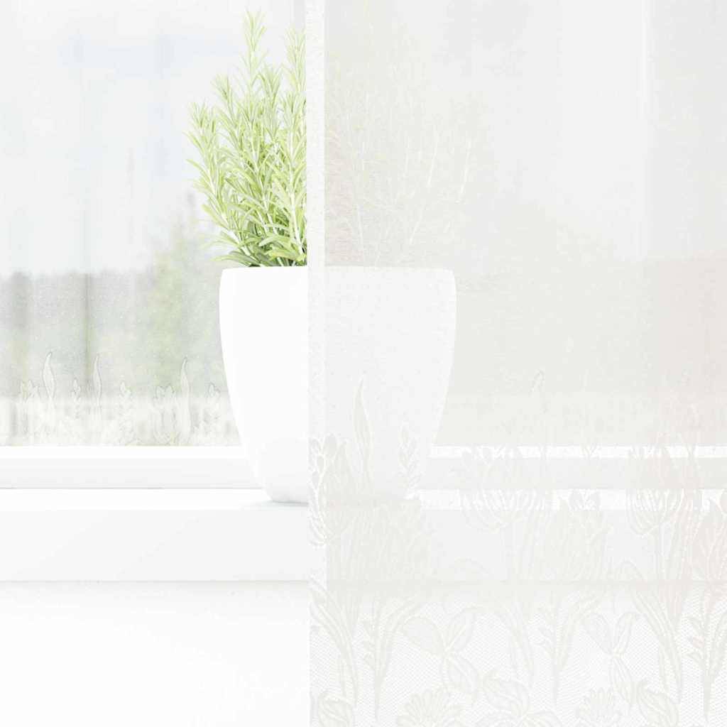 vidaXL Spitzenvorhang mit Vorhängen Floral Weiß 220x150cm Polyester