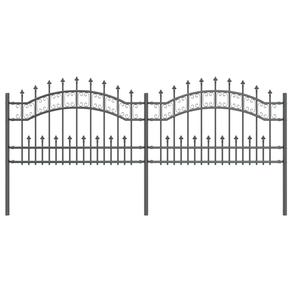 vidaXL Gartenzaun Kampen Grau 240 x 118 cm Pulverbeschichteter Stahl