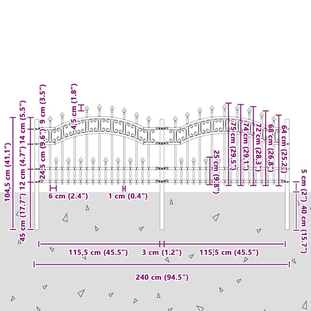 vidaXL Gartenzaun Kampen Weiß 240 x 118 cm Pulverbeschichteter Stahl