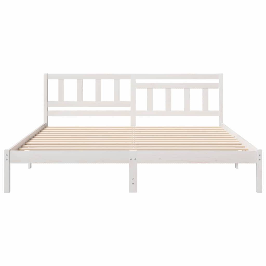 vidaXL Bettrahmen mit Kopfteil Weiß 200 x 200 cm Massives Kiefernholz