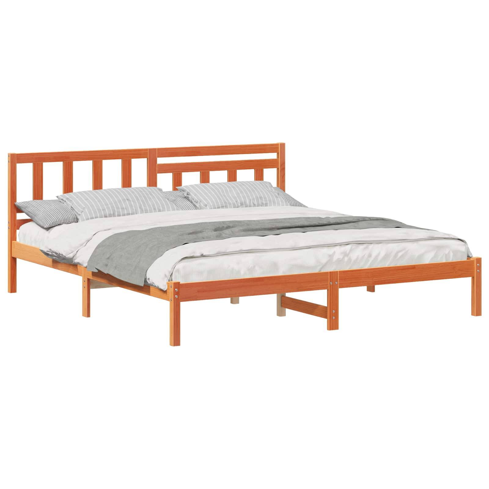 vidaXL Bettrahmen Wachsbraun 200 x 200 cm Massives Kiefernholz
