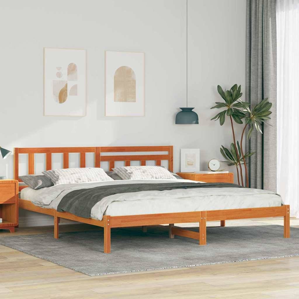 vidaXL Bettrahmen Wachsbraun 200 x 200 cm Massives Kiefernholz