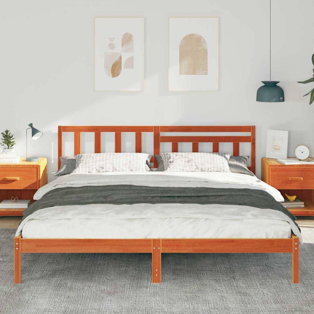 vidaXL Bettrahmen Wachsbraun 200 x 200 cm Massives Kiefernholz