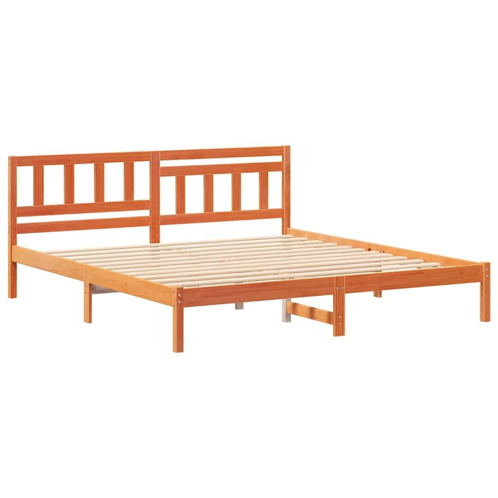 vidaXL Bettrahmen Wachsbraun 150 x 200 cm Massives Kiefernholz