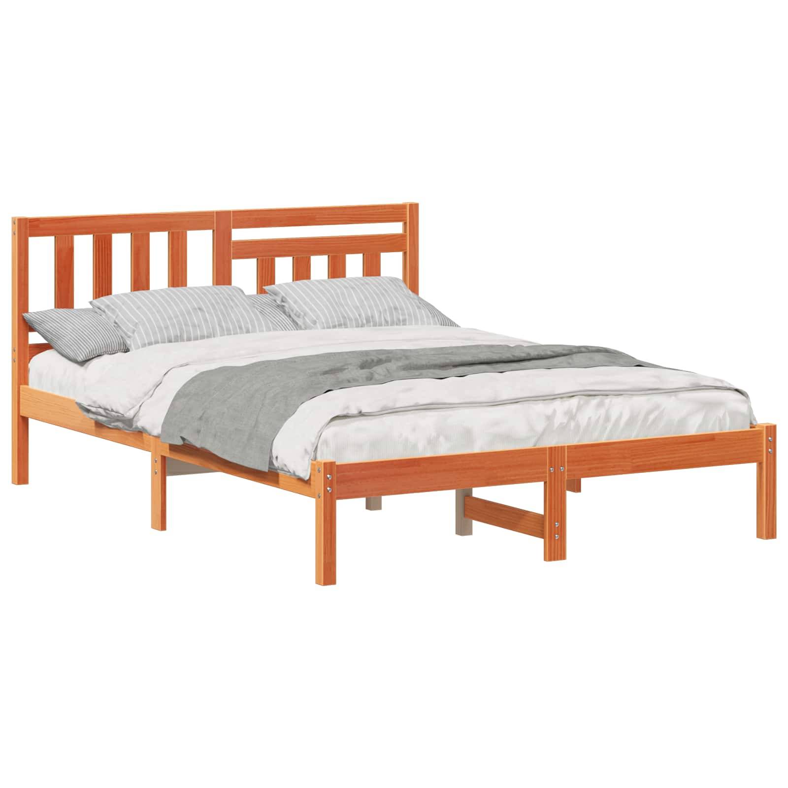 vidaXL Bettrahmen Wachsbraun 120 x 200 cm Massives Kiefernholz