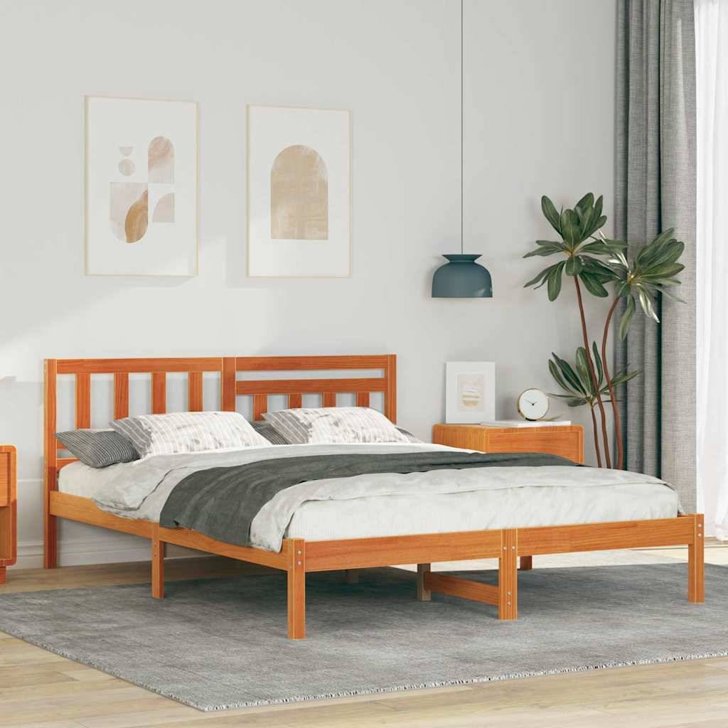 vidaXL Bettrahmen Wachsbraun 120 x 200 cm Massives Kiefernholz