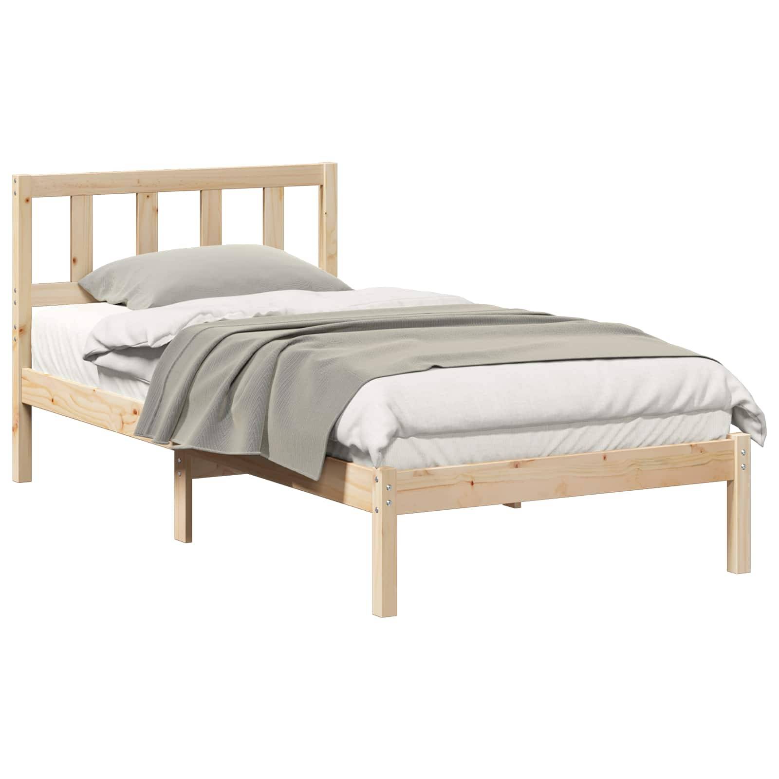 vidaXL Bettrahmen mit Kopfteil Braun 80 x 200 cm Massives Kiefernholz