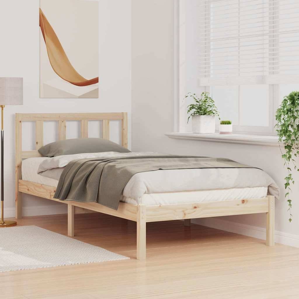vidaXL Bettrahmen mit Kopfteil Braun 80 x 200 cm Massives Kiefernholz