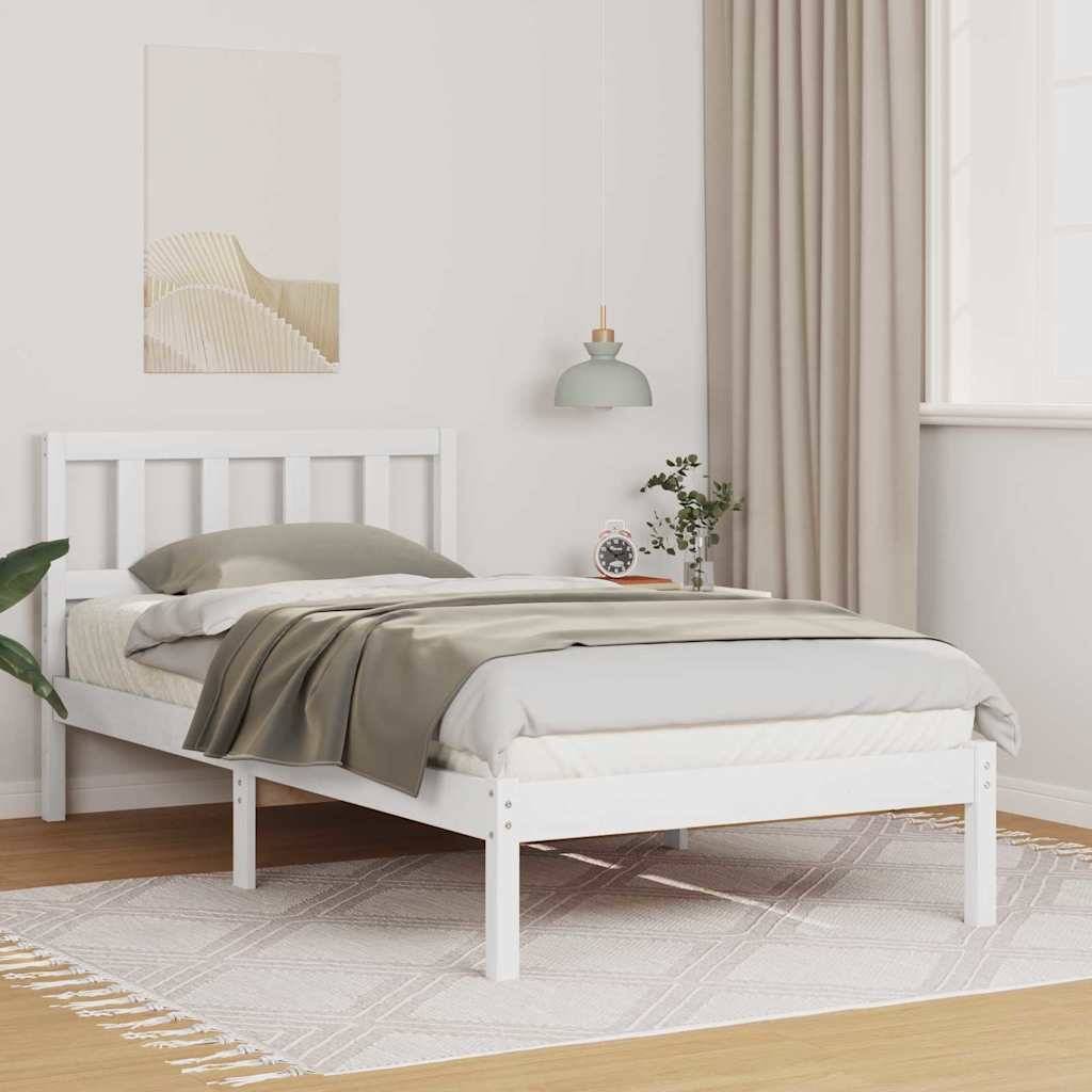 vidaXL Bettrahmen mit Kopfteil Weiß 80 x 200 cm Massives Kiefernholz
