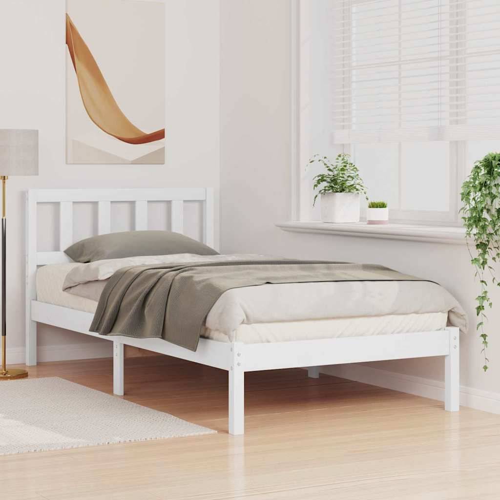 vidaXL Bettrahmen mit Kopfteil Weiß 80 x 200 cm Massives Kiefernholz