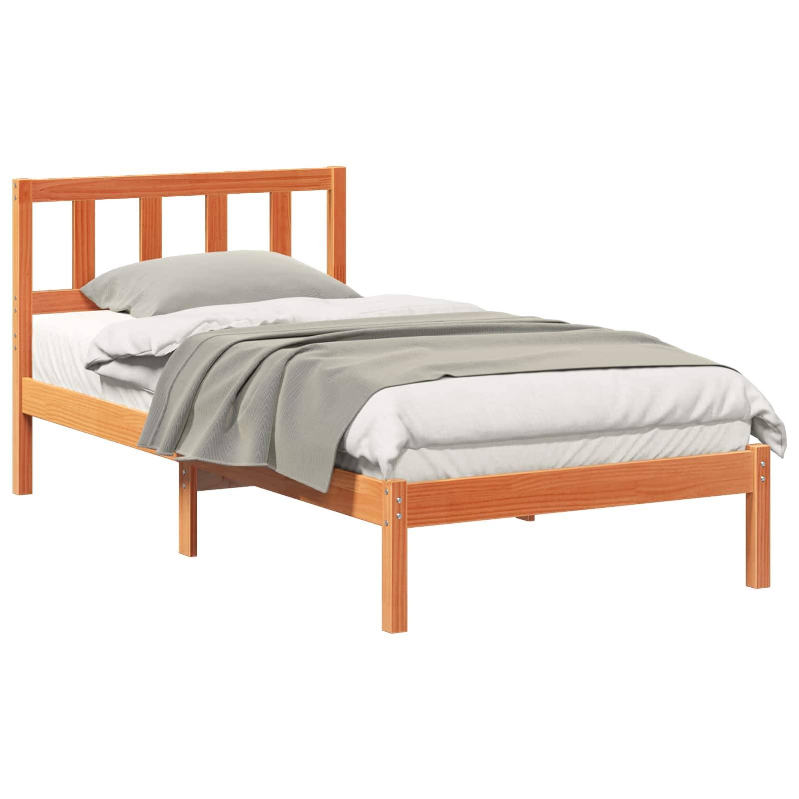 vidaXL Bettrahmen Wachsbraun 80 x 200 cm Massives Kiefernholz