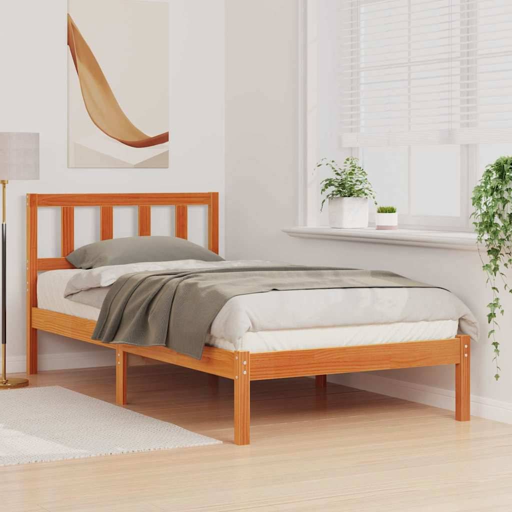 vidaXL Bettrahmen Wachsbraun 80 x 200 cm Massives Kiefernholz