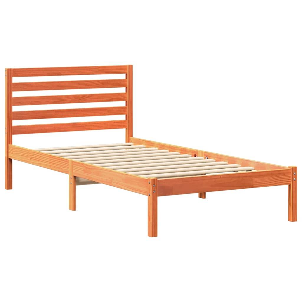 vidaXL Bettrahmen Wachsbraun 90 x 190 cm Massives Kiefernholz