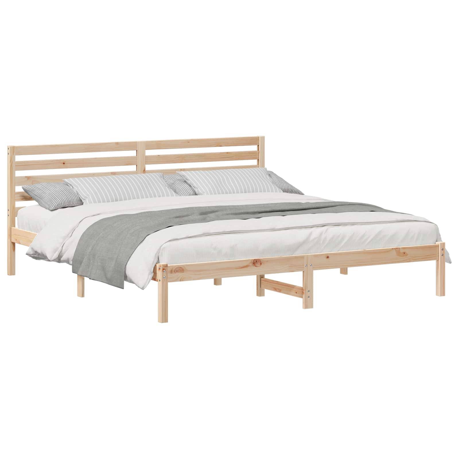 vidaXL Bettrahmen mit Kopfteil Braun 200 x 200 cm Massives Kiefernholz