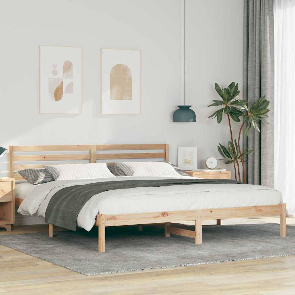 vidaXL Bettrahmen mit Kopfteil Braun 200 x 200 cm Massives Kiefernholz