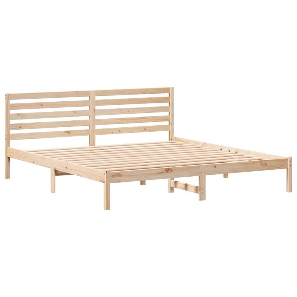 vidaXL Bettrahmen mit Kopfteil Braun 200 x 200 cm Massives Kiefernholz