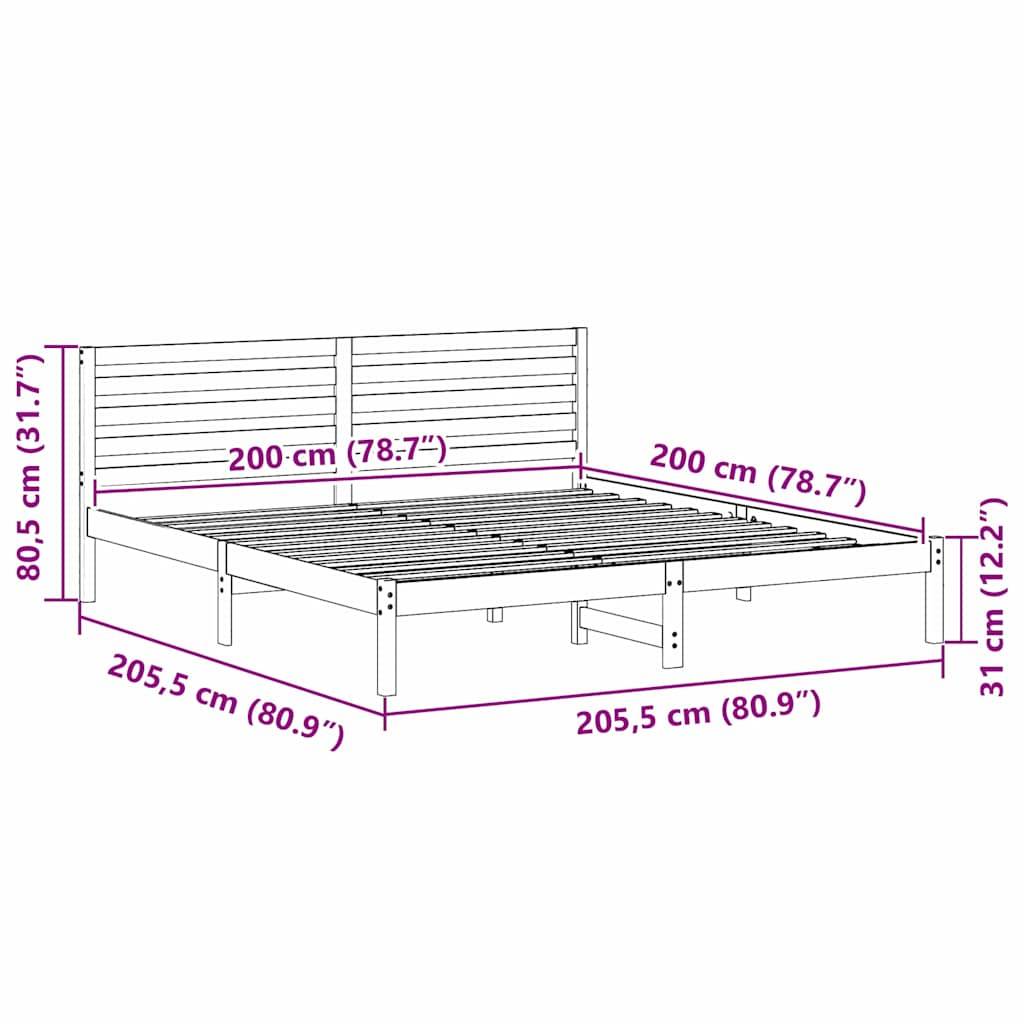 vidaXL Bettrahmen mit Kopfteil Braun 200 x 200 cm Massives Kiefernholz