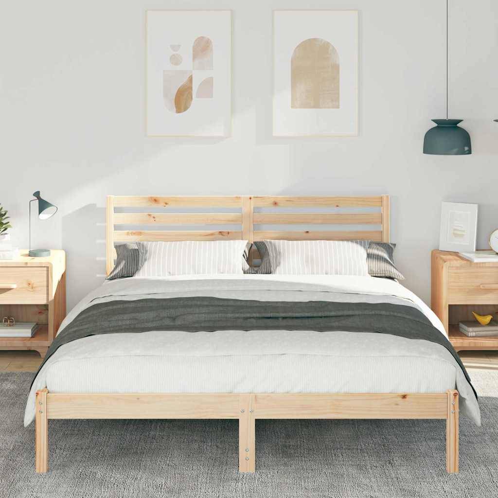 vidaXL Bettrahmen mit Kopfteil Braun 160 x 200 cm Massives Kiefernholz