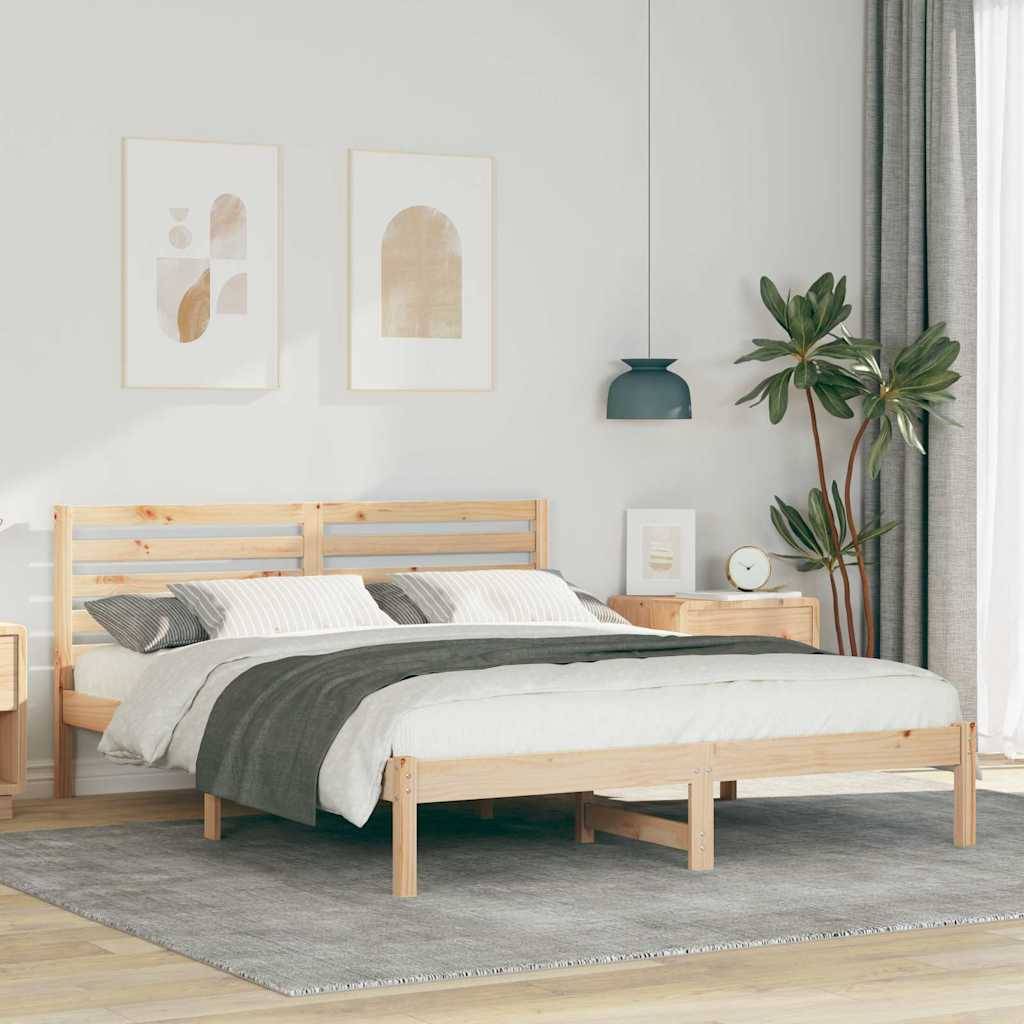 vidaXL Bettrahmen mit Kopfteil Braun 160 x 200 cm Massives Kiefernholz