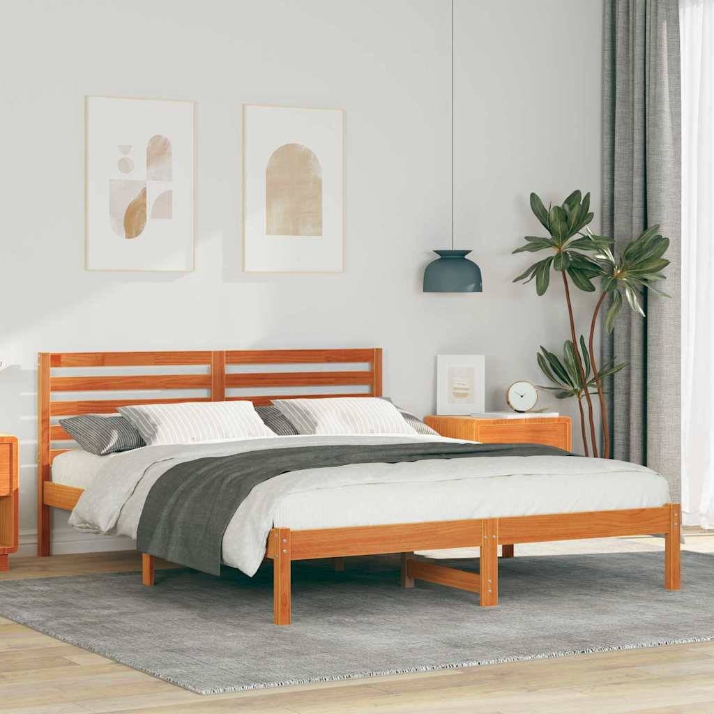 vidaXL Bettrahmen Wachsbraun 160 x 200 cm Massives Kiefernholz