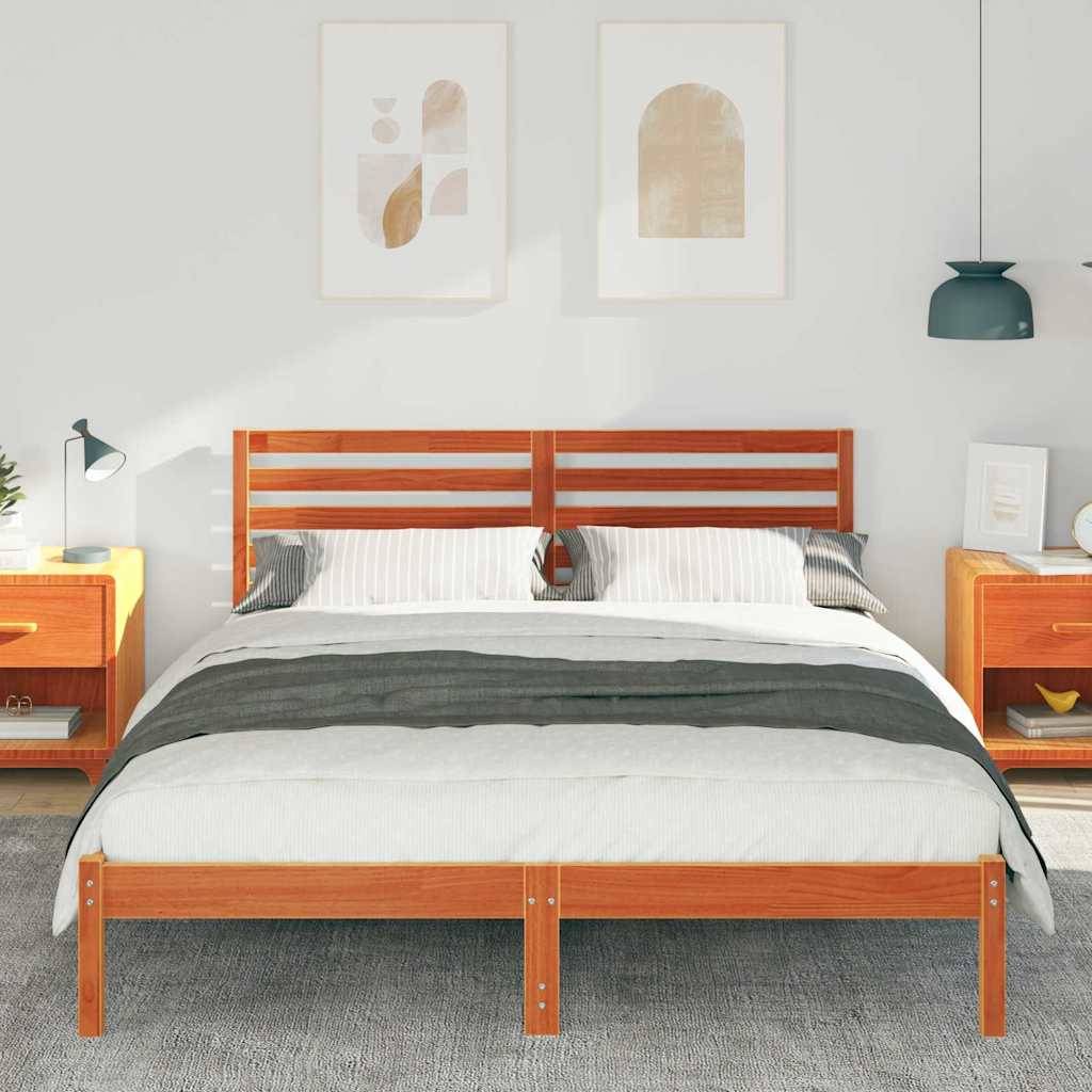 vidaXL Bettrahmen Wachsbraun 160 x 200 cm Massives Kiefernholz