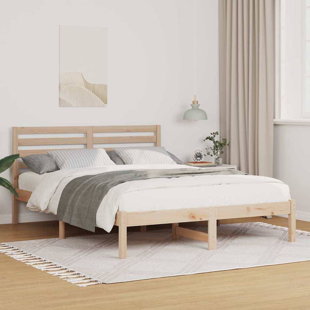 vidaXL Bettrahmen mit Kopfteil Braun 120 x 200 cm Massives Kiefernholz
