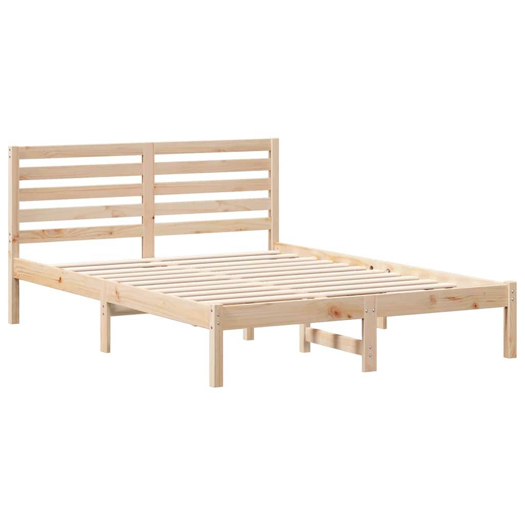 vidaXL Bettrahmen mit Kopfteil Braun 135 x 190 cm Massives Kiefernholz