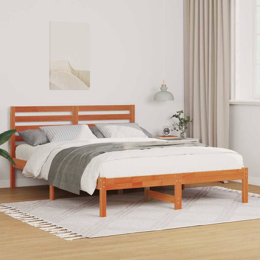 vidaXL Bettrahmen Wachsbraun 120 x 200 cm Massives Kiefernholz