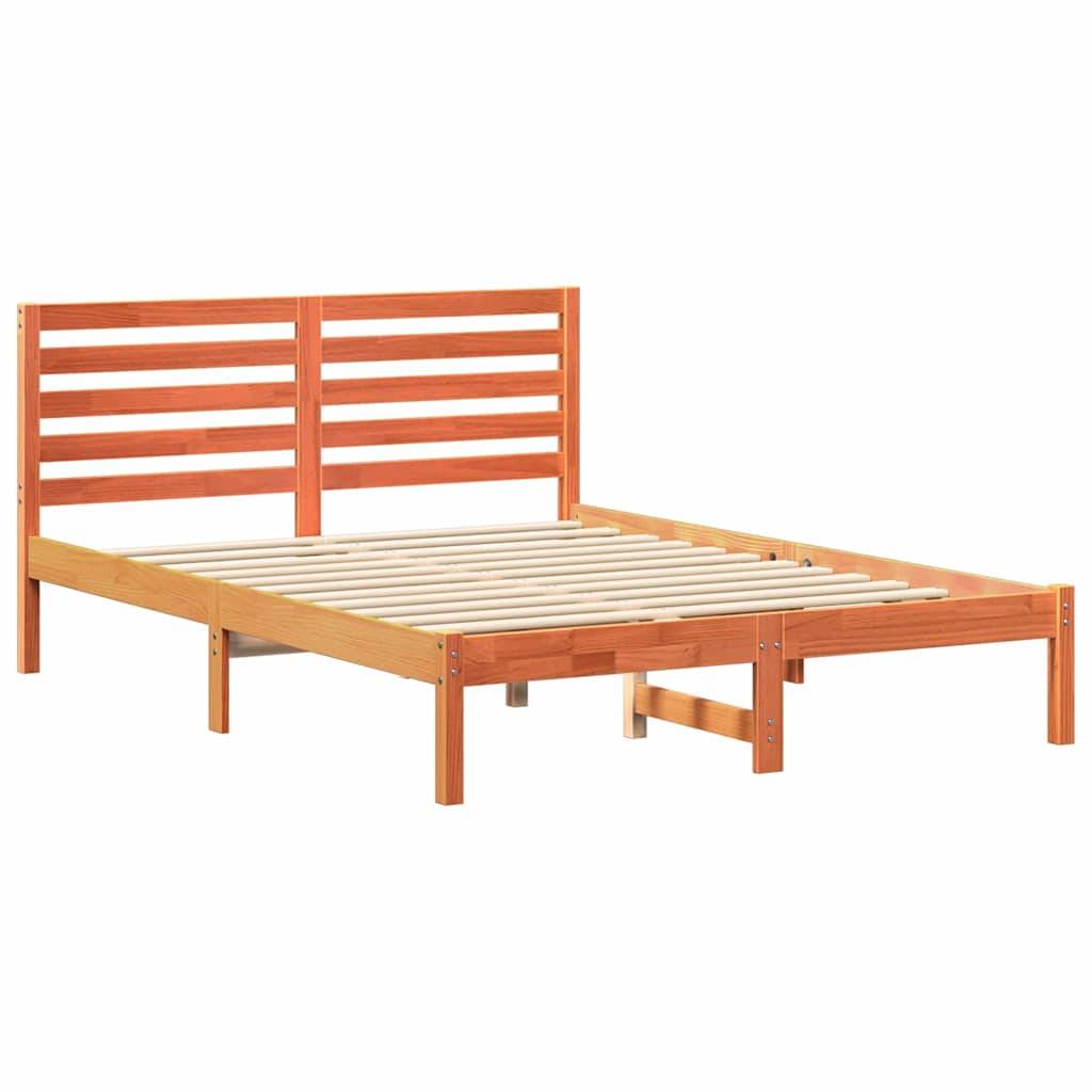 vidaXL Bettrahmen Wachsbraun 135 x 190 cm Massives Kiefernholz
