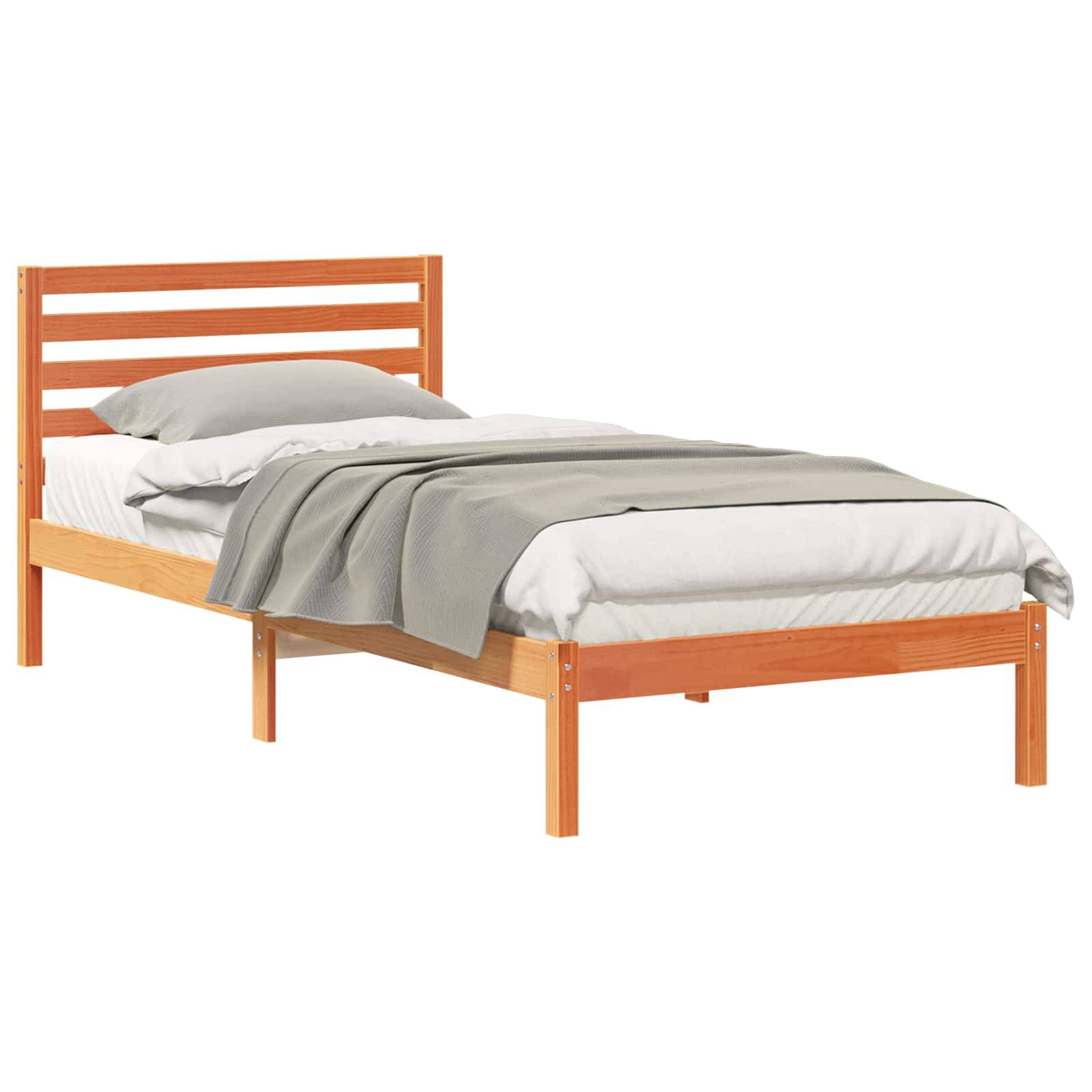 vidaXL Bettrahmen Wachsbraun 80 x 210 cm Massives Kiefernholz