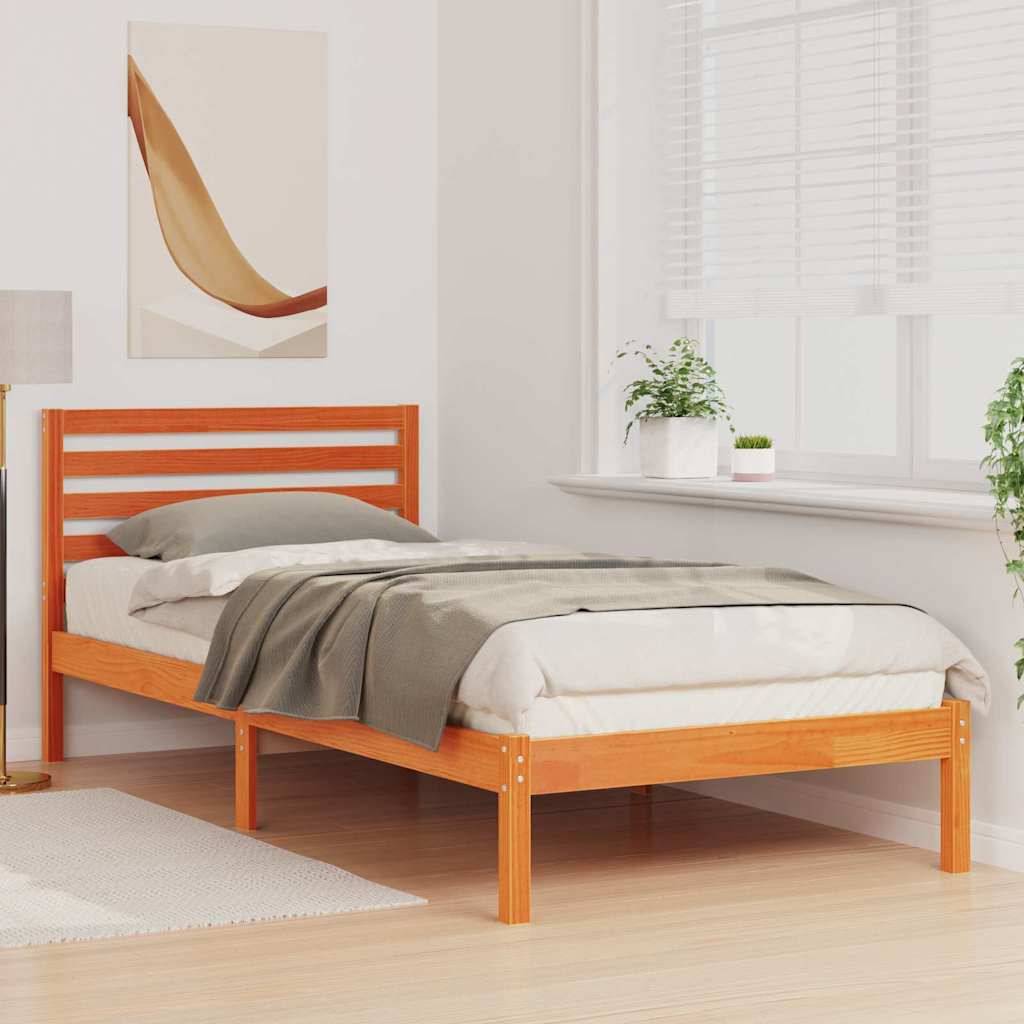 vidaXL Bettrahmen Wachsbraun 80 x 210 cm Massives Kiefernholz