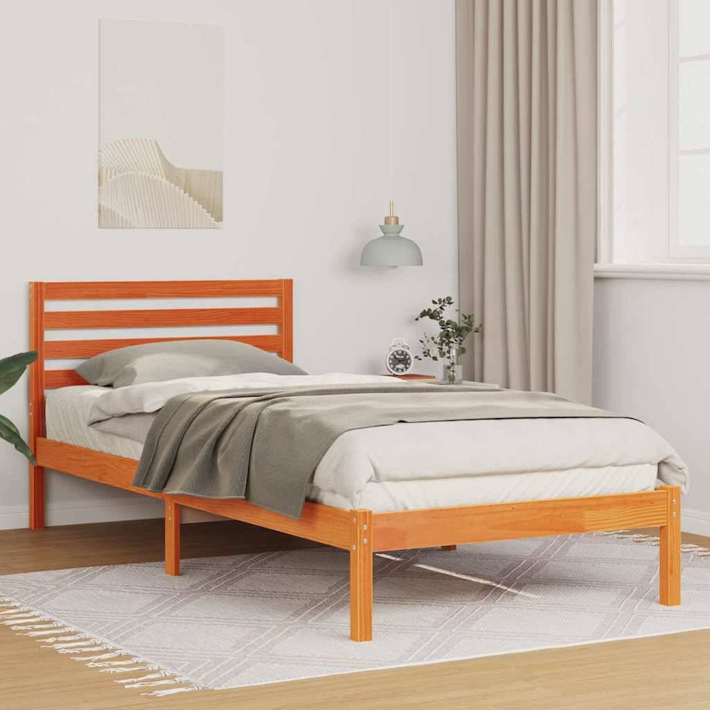 vidaXL Bettrahmen Wachsbraun 80 x 210 cm Massives Kiefernholz
