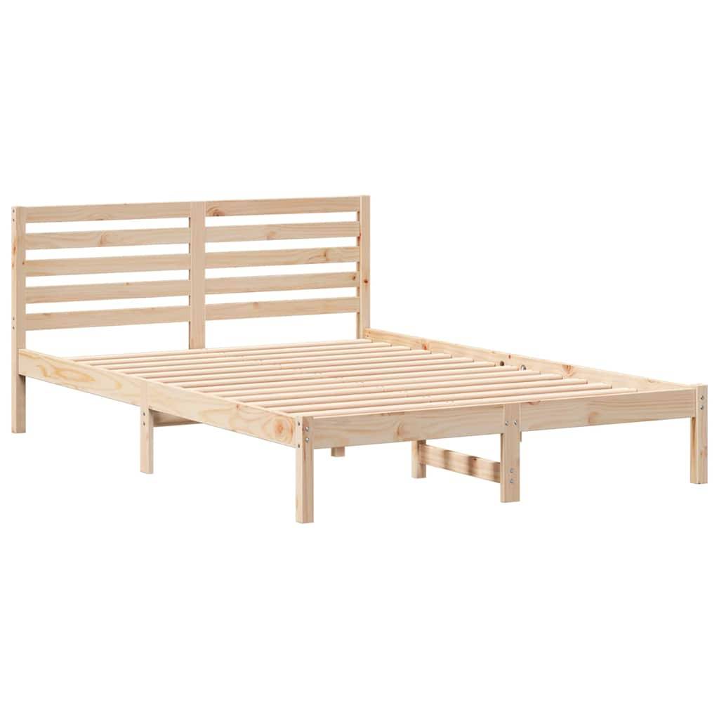 vidaXL Bettrahmen mit Kopfteil Braun 140 x 220 cm Massives Kiefernholz