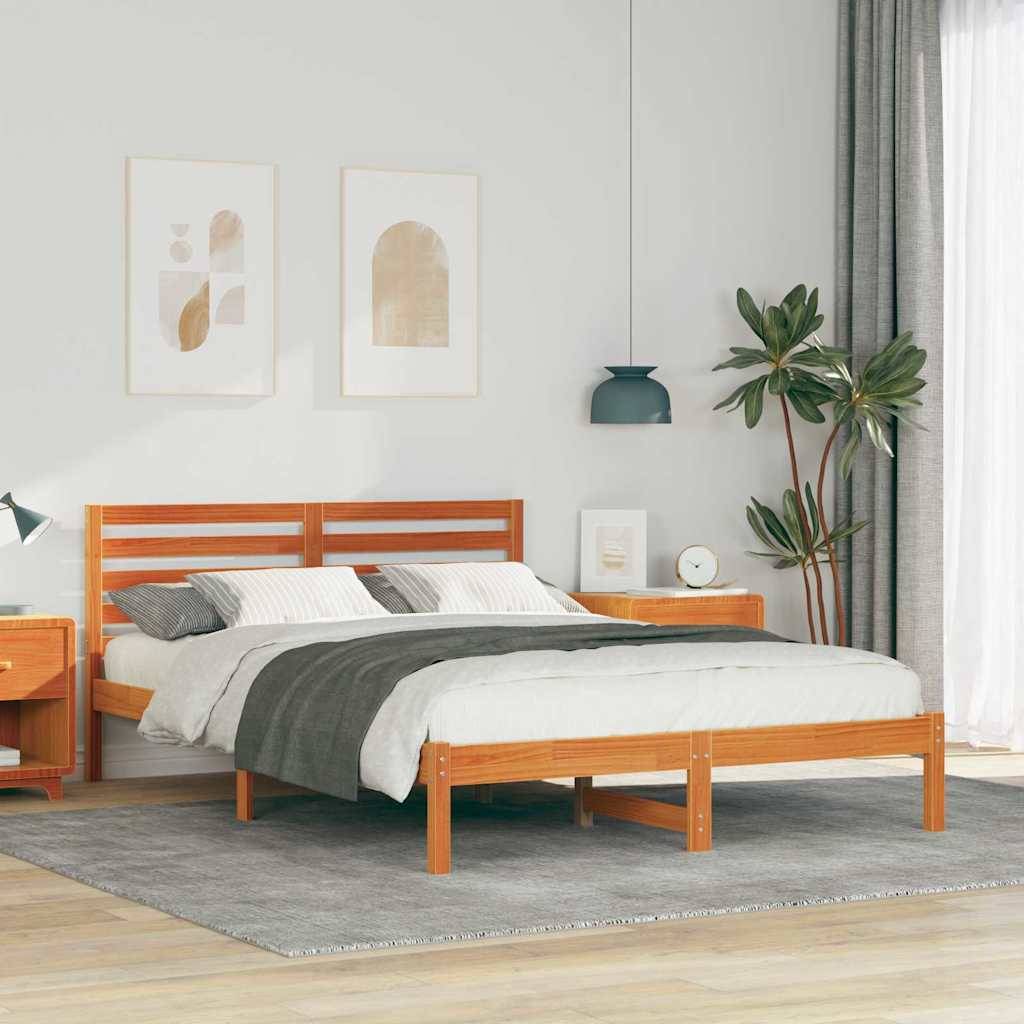 vidaXL Bettrahmen Wachsbraun 140 x 210 cm Massives Kiefernholz