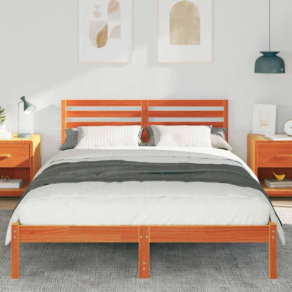 vidaXL Bettrahmen Wachsbraun 140 x 210 cm Massives Kiefernholz