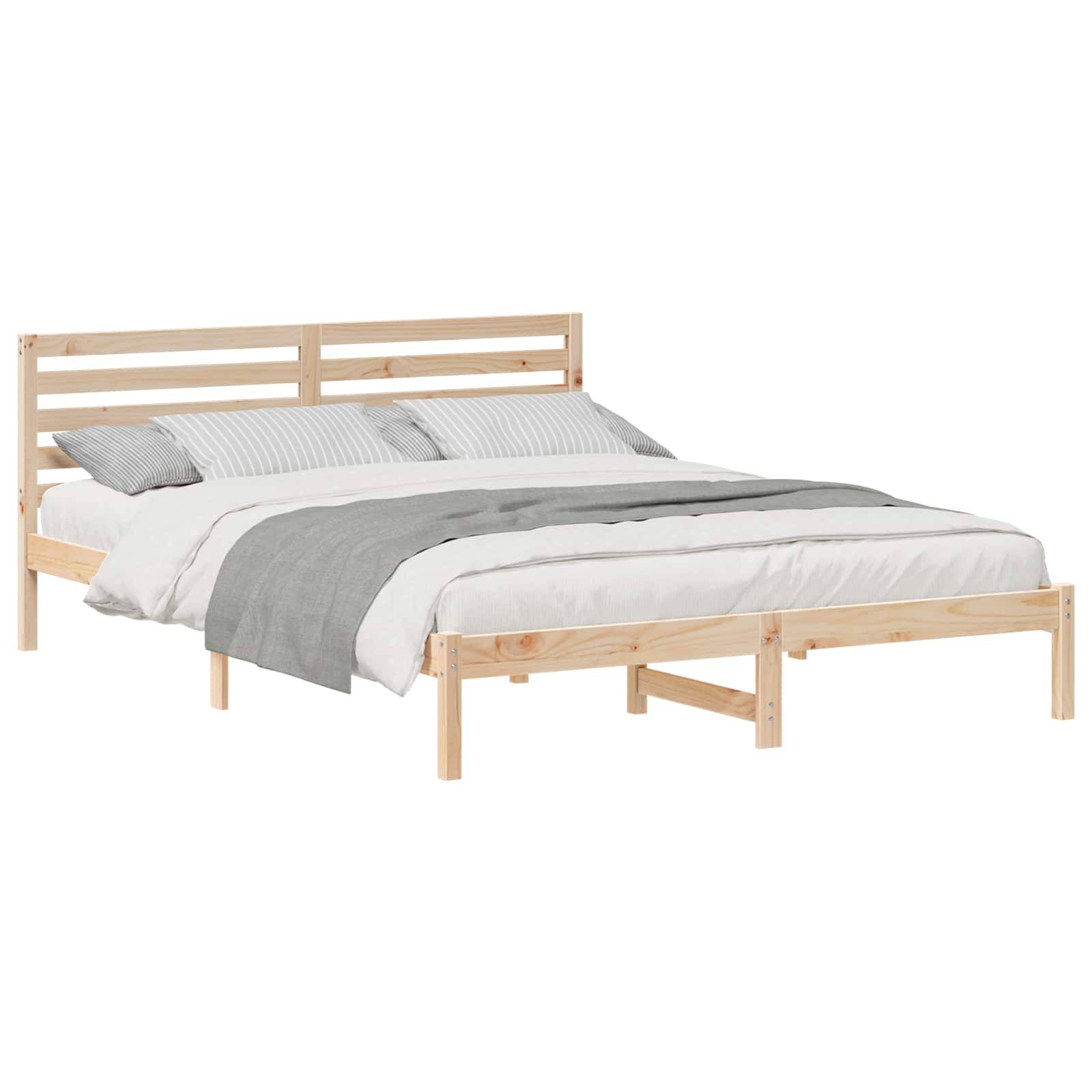vidaXL Bettrahmen mit Kopfteil Braun 160 x 210 cm Massives Kiefernholz