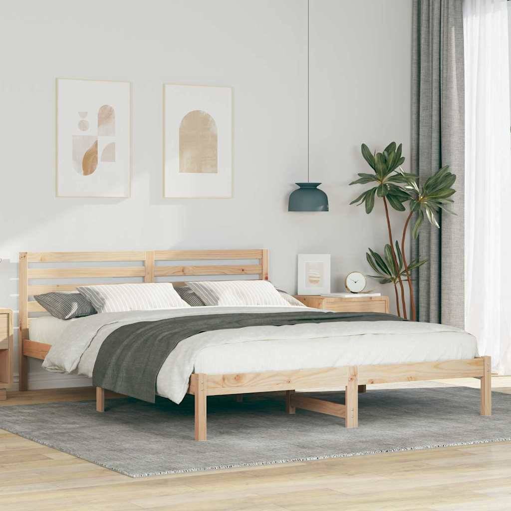 vidaXL Bettrahmen mit Kopfteil Braun 160 x 210 cm Massives Kiefernholz