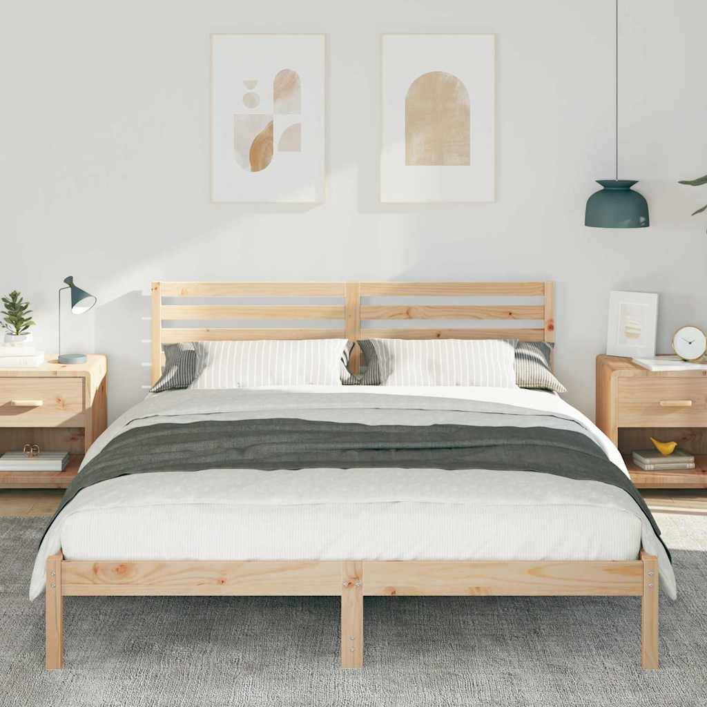 vidaXL Bettrahmen mit Kopfteil Braun 160 x 210 cm Massives Kiefernholz